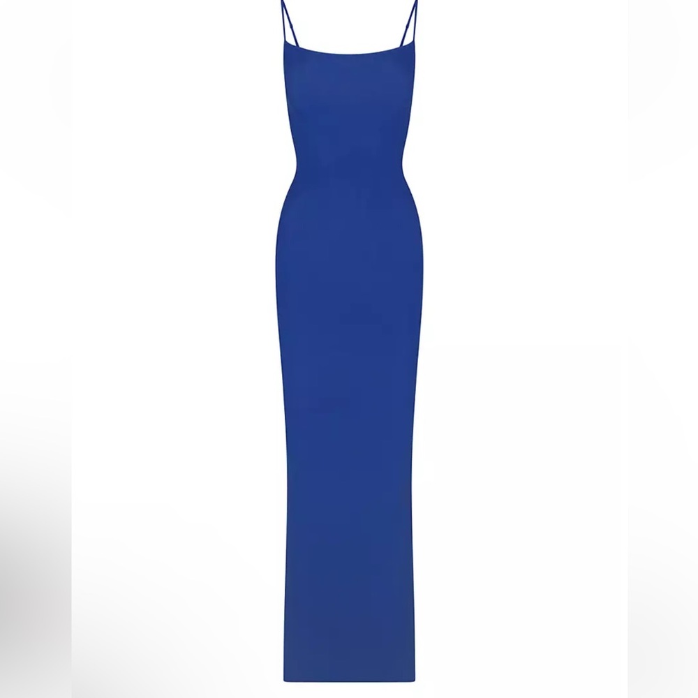 Skims Ribbed Long Maxi Dress color Cobalt Blue NWT New With Tag - Picture 3 of 3